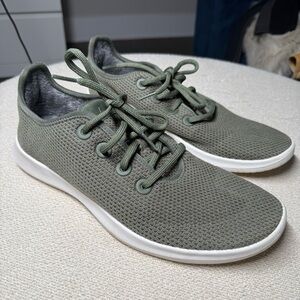 Allbirds Green and White Sneakers Lightweight Knit Design